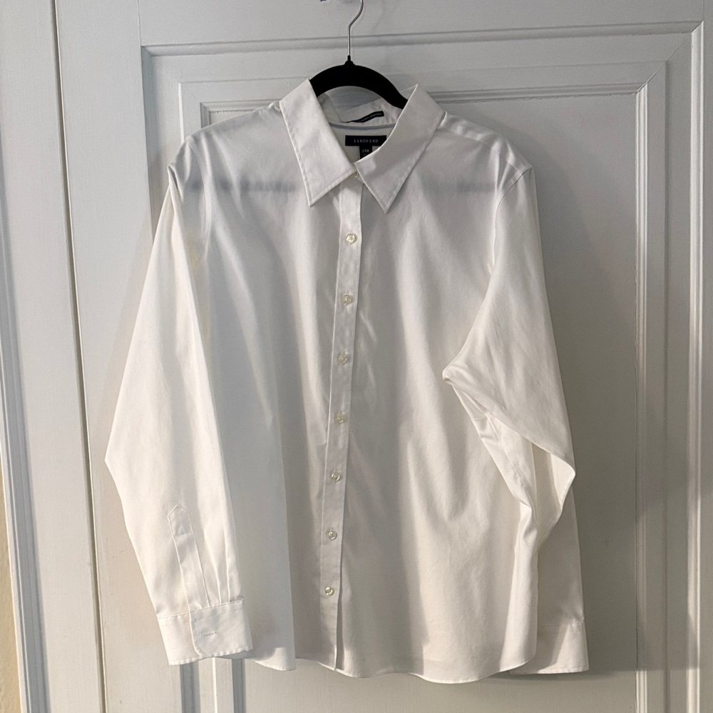 Lands' End Women's Classic White Button Down Shirt